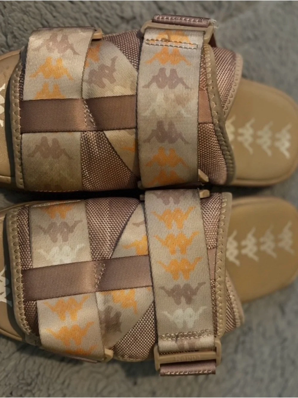 Kappa Beige & Tan Men's Slide Sandals with Patterned Straps